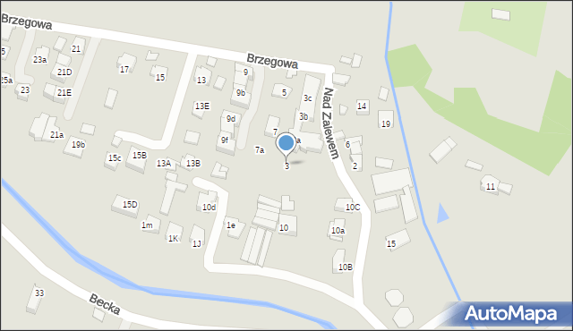 Kraków, Brzegowa, 3, mapa Krakowa