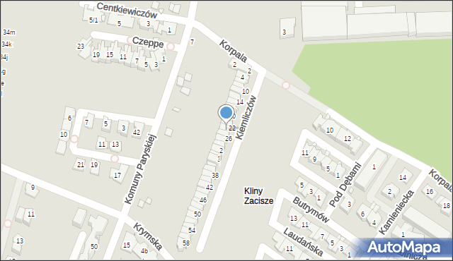 Kraków, Braci Kiemliczów, 24, mapa Krakowa