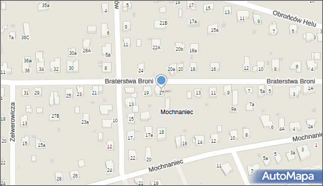 Kraków, Braterstwa Broni, 17, mapa Krakowa