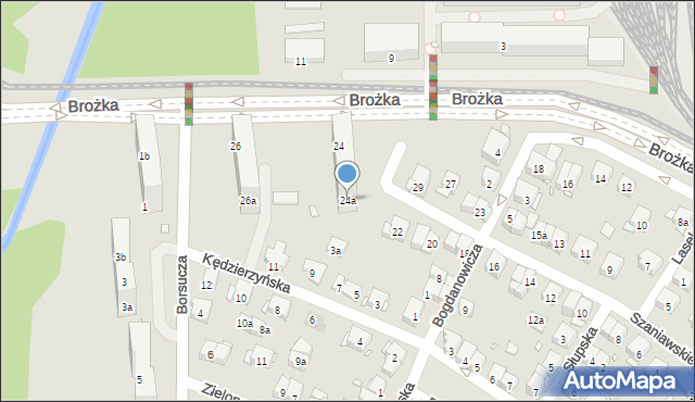 Kraków, Brożka Jana, 24a, mapa Krakowa