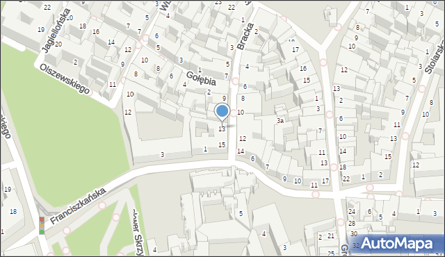 Kraków, Bracka, 13, mapa Krakowa