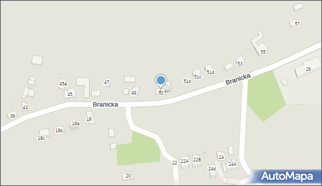 Kraków, Branicka, 51, mapa Krakowa