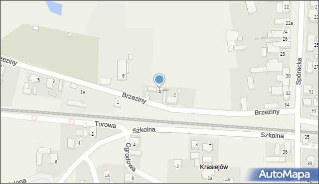 Krasiejów, Brzeziny, 4, mapa Krasiejów