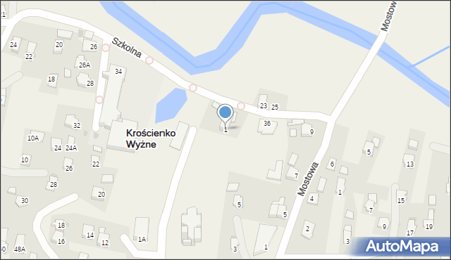 Krościenko Wyżne, Brzozowska, 1, mapa Krościenko Wyżne