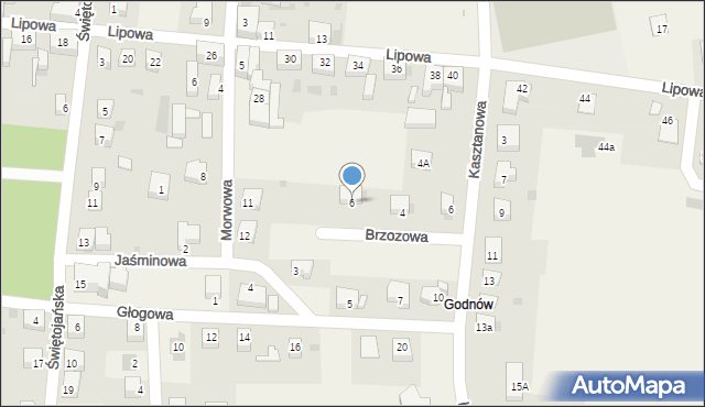 Kruszyn, Brzozowa, 6, mapa Kruszyn