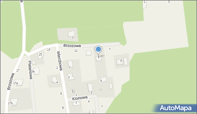 Kruszyn Krajeński, Brzozowa, 9, mapa Kruszyn Krajeński