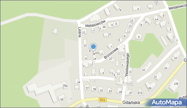 Krynica Morska, Brzozowa, 1b, mapa Krynica Morska