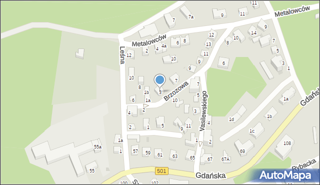 Krynica Morska, Brzozowa, 3, mapa Krynica Morska