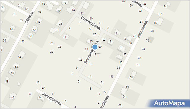 Krzyżanowice, Brzoskwiniowa, 8, mapa Krzyżanowice