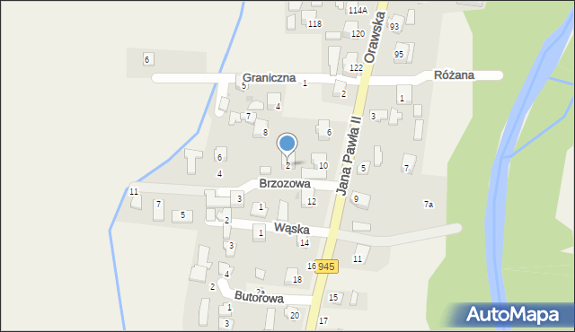 Krzyżowa, Brzozowa, 2, mapa Krzyżowa