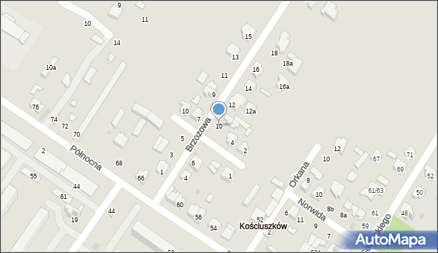 Kutno, Brzozowa, 10, mapa Kutno