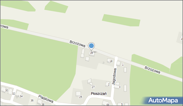 Kwaczała, Brzozowa, 16, mapa Kwaczała