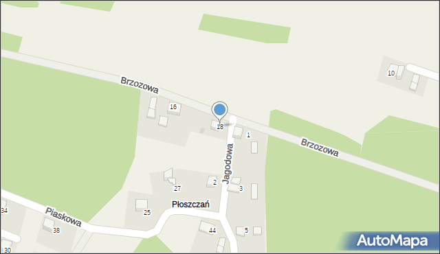 Kwaczała, Brzozowa, 18, mapa Kwaczała