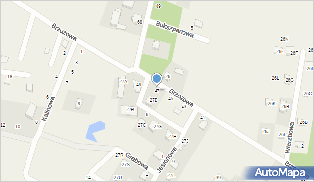 Łapino Kartuskie, Brzozowa, 47, mapa Łapino Kartuskie