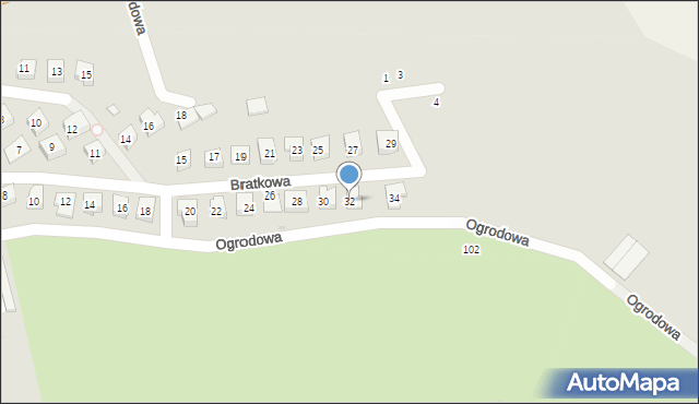 Łasin, Bratkowa, 32, mapa Łasin