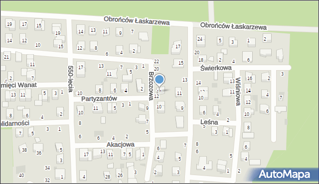 Łaskarzew, Brzozowa, 14, mapa Łaskarzew