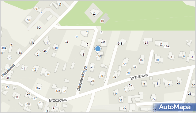 Laski, Brzozowa, 14d, mapa Laski