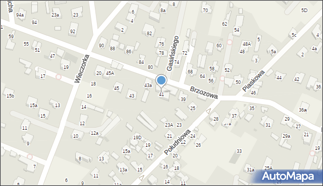 Laski, Brzozowa, 41, mapa Laski