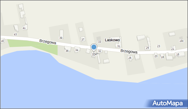 Laskowo, Brzegowa, 32A, mapa Laskowo