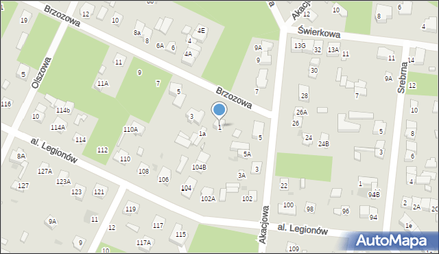 Legionowo, Brzozowa, 1, mapa Legionowo