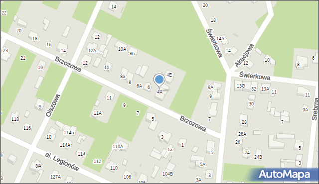 Legionowo, Brzozowa, 4A, mapa Legionowo
