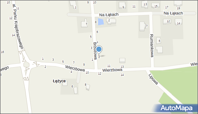 Łężyce, Brzozowa, 2, mapa Łężyce