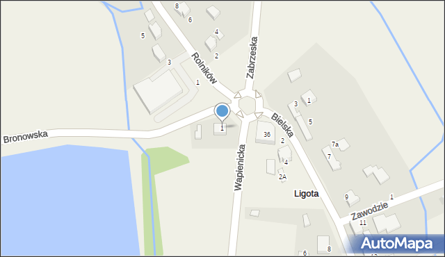 Ligota, Bronowska, 1, mapa Ligota