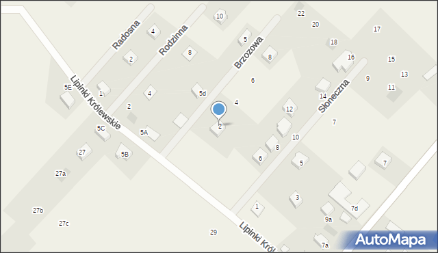 Lipinki Królewskie, Brzozowa, 2, mapa Lipinki Królewskie