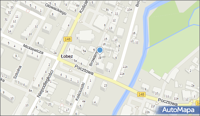 Łobez, Browarna, 19, mapa Łobez