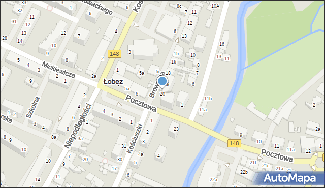 Łobez, Browarna, 20, mapa Łobez