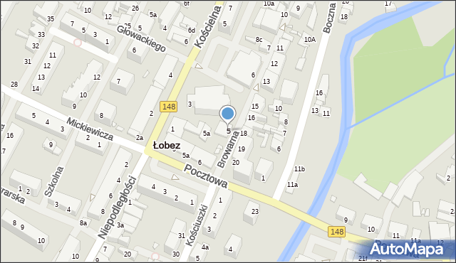 Łobez, Browarna, 5, mapa Łobez