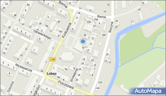 Łobez, Browarna, 6, mapa Łobez