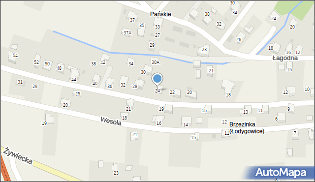Łodygowice, Bracka, 24, mapa Łodygowice