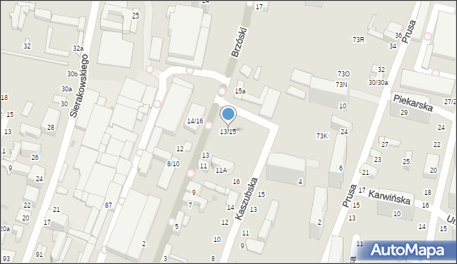 Łódź, Brzóski Stanisława, ks., 13/15, mapa Łodzi