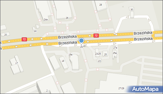 Łódź, Brzezińska, 21, mapa Łodzi
