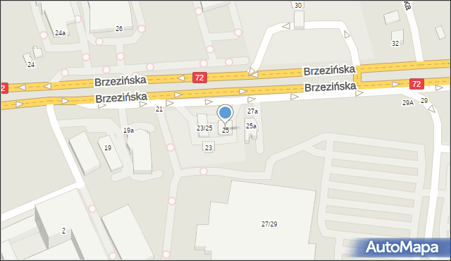 Łódź, Brzezińska, 25, mapa Łodzi