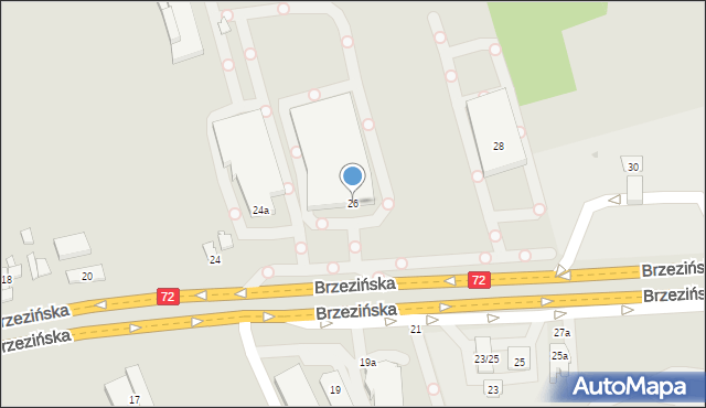 Łódź, Brzezińska, 26, mapa Łodzi