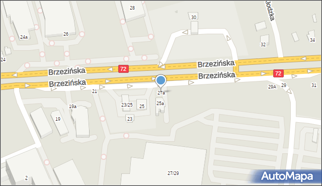 Łódź, Brzezińska, 27a, mapa Łodzi