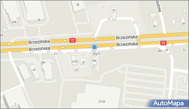 Łódź, Brzezińska, 27a, mapa Łodzi