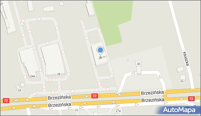 Łódź, Brzezińska, 28, mapa Łodzi