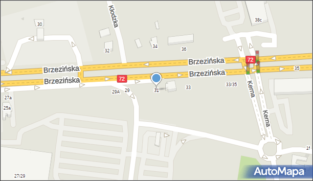 Łódź, Brzezińska, 31, mapa Łodzi