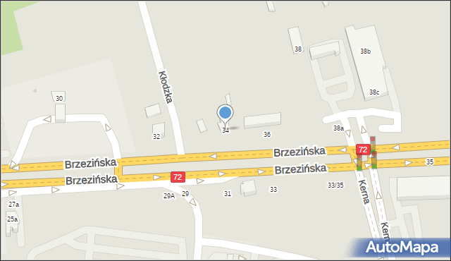 Łódź, Brzezińska, 34, mapa Łodzi