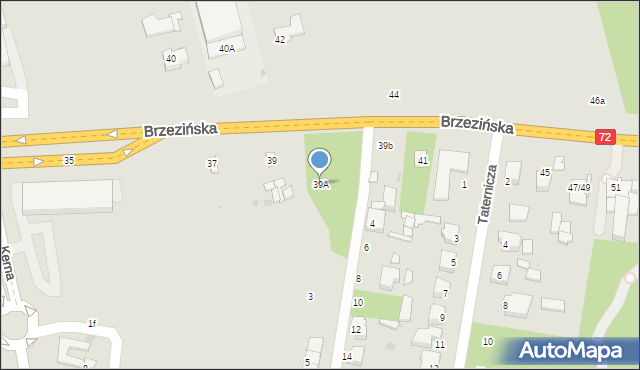 Łódź, Brzezińska, 39A, mapa Łodzi