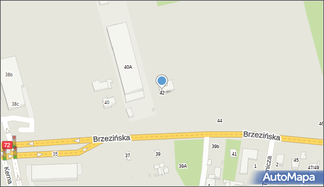 Łódź, Brzezińska, 42, mapa Łodzi
