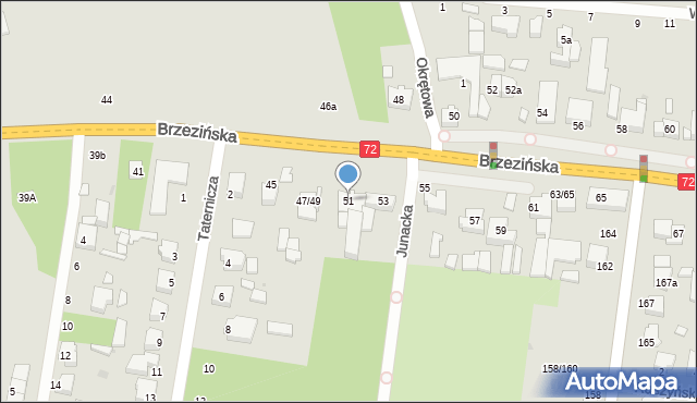 Łódź, Brzezińska, 51, mapa Łodzi