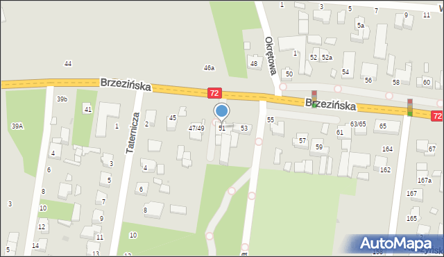 Łódź, Brzezińska, 51, mapa Łodzi