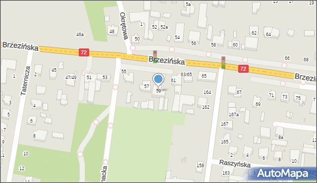 Łódź, Brzezińska, 59, mapa Łodzi