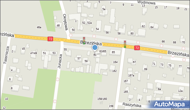 Łódź, Brzezińska, 61, mapa Łodzi