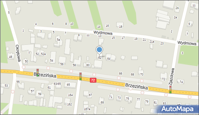 Łódź, Brzezińska, 62, mapa Łodzi