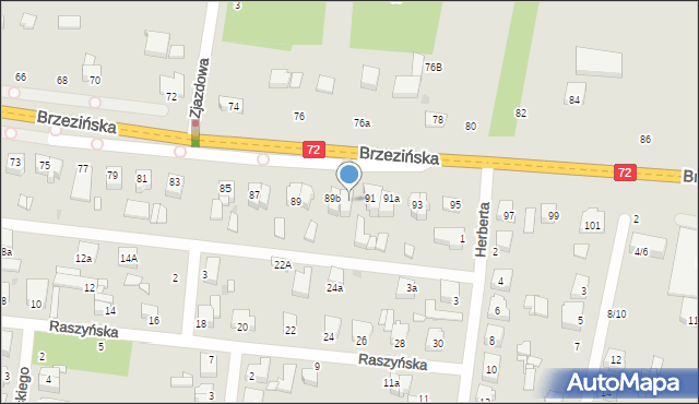 Łódź, Brzezińska, 89c, mapa Łodzi